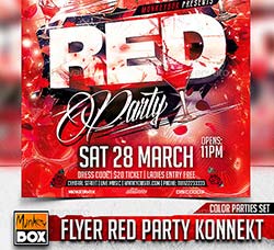 红色风格的派对海报模板：Flyer Red Party Konnekt